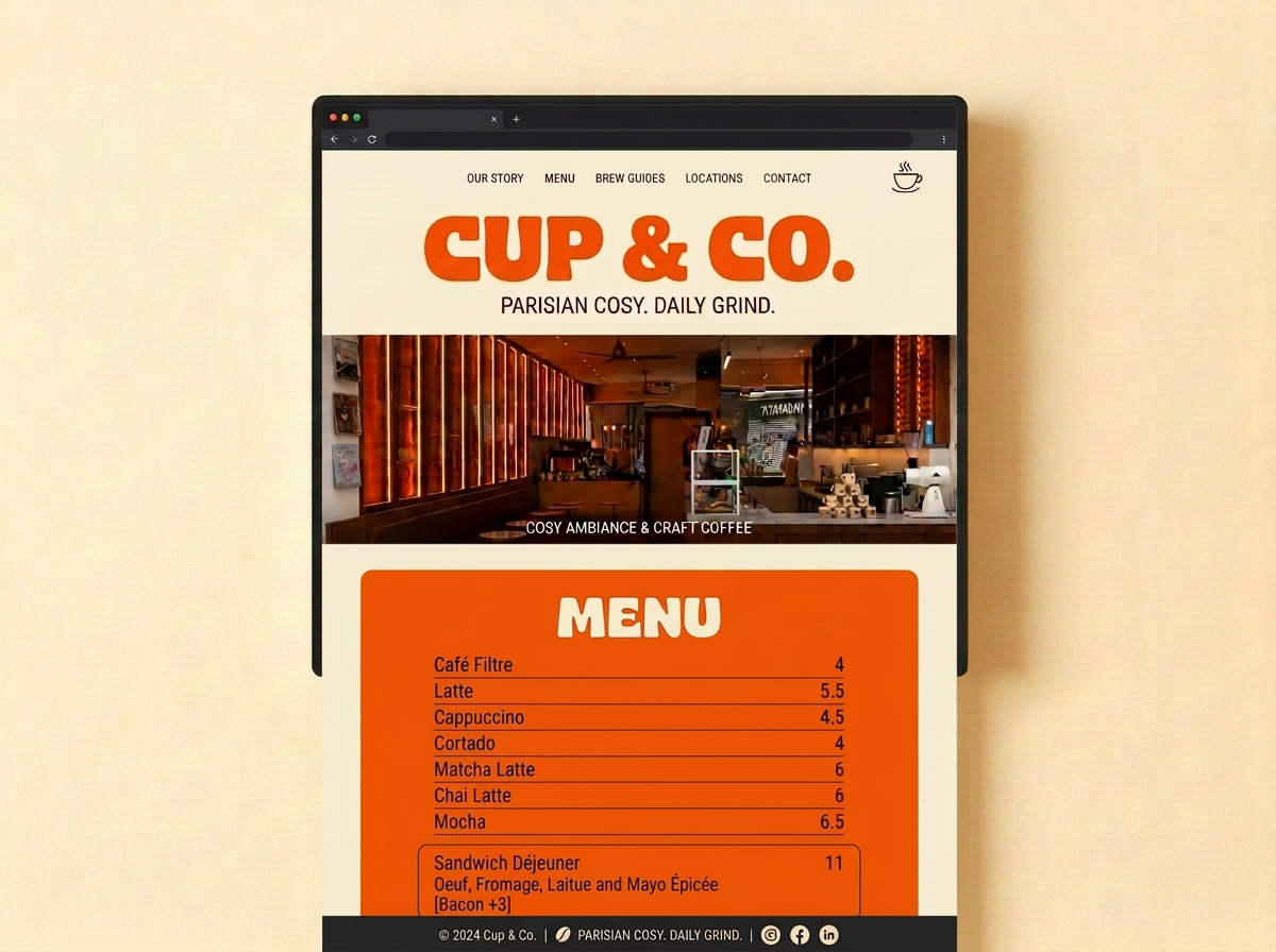 Mock website design showing a clean, modern local business landing page